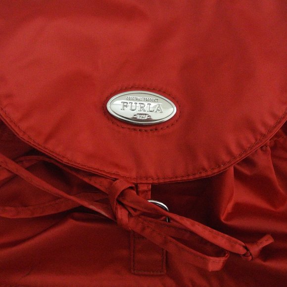 FURLA red satin backpack